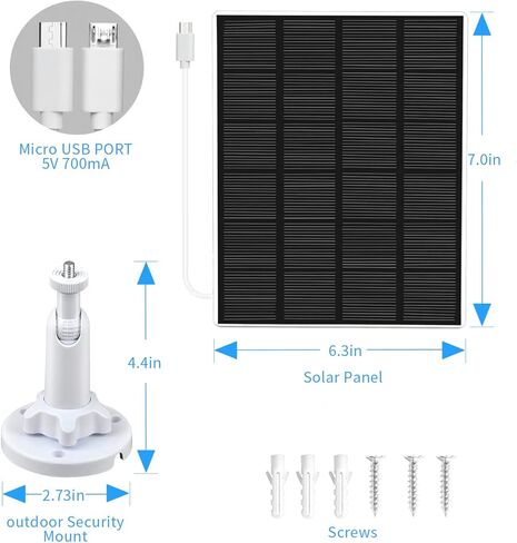 WESECUU 3W Solar Panel for Wireless Outdoor Security Camera Compatible with Rechargeable Battery Powered Surveillance Cam, with Continuous Solar Power in Kuwait