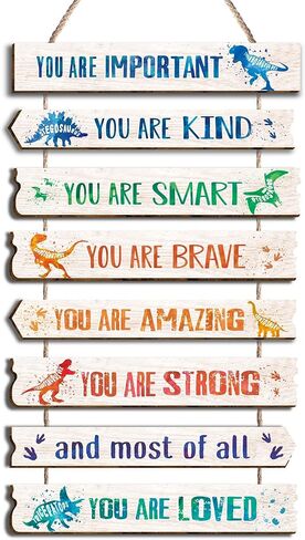 kadiak 8 قطع ديناصور ديكور غرفة الفتيات ديكور لوحة معلقة، ألوان مائية ديناصور ملهمة اقتباسات إيجابية جدار الفن ديكور للمراهقين غرفة نوم الأطفال الأميرة غرفة الأطفال الحضانة النوم-16 in Kuwait