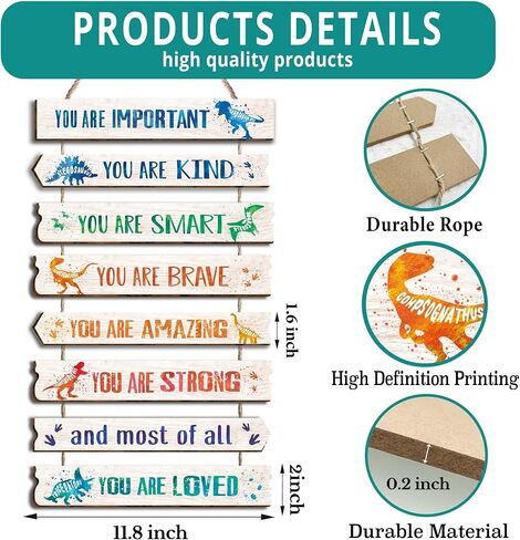 kadiak 8 قطع ديناصور ديكور غرفة الفتيات ديكور لوحة معلقة، ألوان مائية ديناصور ملهمة اقتباسات إيجابية جدار الفن ديكور للمراهقين غرفة نوم الأطفال الأميرة غرفة الأطفال الحضانة النوم-16 in Kuwait