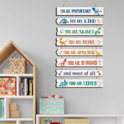 kadiak 8 قطع ديناصور ديكور غرفة الفتيات ديكور لوحة معلقة، ألوان مائية ديناصور ملهمة اقتباسات إيجابية جدار الفن ديكور للمراهقين غرفة نوم الأطفال الأميرة غرفة الأطفال الحضانة النوم-16 in Kuwait