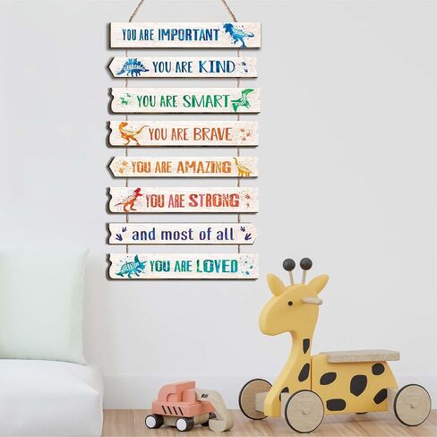 kadiak 8 قطع ديناصور ديكور غرفة الفتيات ديكور لوحة معلقة، ألوان مائية ديناصور ملهمة اقتباسات إيجابية جدار الفن ديكور للمراهقين غرفة نوم الأطفال الأميرة غرفة الأطفال الحضانة النوم-16 in Kuwait