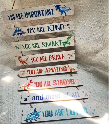 kadiak 8 قطع ديناصور ديكور غرفة الفتيات ديكور لوحة معلقة، ألوان مائية ديناصور ملهمة اقتباسات إيجابية جدار الفن ديكور للمراهقين غرفة نوم الأطفال الأميرة غرفة الأطفال الحضانة النوم-16 in Kuwait