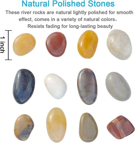 SINYUM 5 Pounds Aquarium Gravel River Rock - Natural Polished Decorative Gravel, Small Decorative Pebbles, Mixed Color Stones,for Aquariums, Landscaping, Vase Fillers in Kuwait