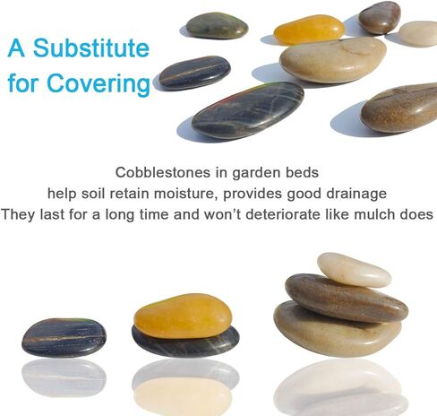 SINYUM 5 Pounds Aquarium Gravel River Rock - Natural Polished Decorative Gravel, Small Decorative Pebbles, Mixed Color Stones,for Aquariums, Landscaping, Vase Fillers in Kuwait