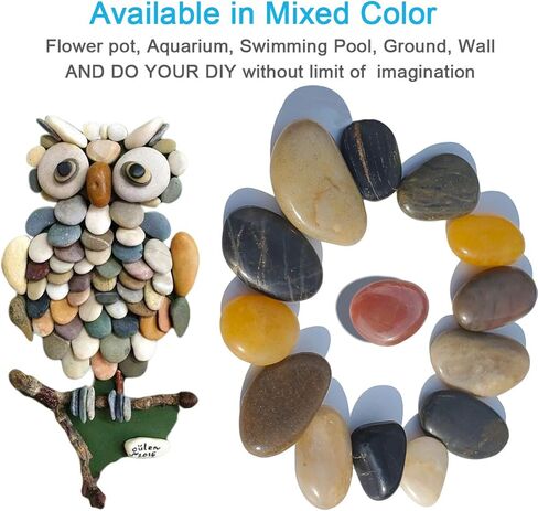 SINYUM 5 Pounds Aquarium Gravel River Rock - Natural Polished Decorative Gravel, Small Decorative Pebbles, Mixed Color Stones,for Aquariums, Landscaping, Vase Fillers in Kuwait