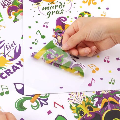 HOWAF Mardi Gras Party Decoration Window Clings, 9 Sheets Mardi Gras Themed Window Stickers for New Orleans Party Decoration, Mardi Gras Party Window Decals for Masquerade Party Supplies Home in Saudi Arabia