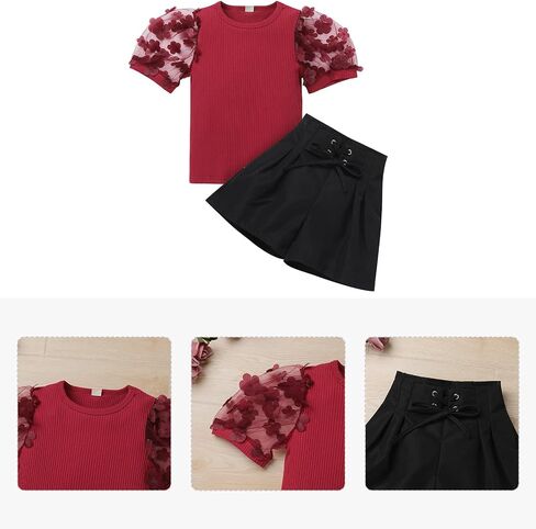 IBAKOM Toddler Baby Girl Fall Winter Outfits 2PCS Denim Flare Jeans Puffy Sleeve Shirts Leather Pant Sweatshirt Kids Clothes in Saudi Arabia