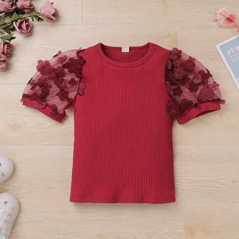 IBAKOM Toddler Baby Girl Fall Winter Outfits 2PCS Denim Flare Jeans Puffy Sleeve Shirts Leather Pant Sweatshirt Kids Clothes in Saudi Arabia