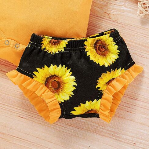 Infant Baby Girl Sunflower Little Miss Sassy Pant Outfits Short Sleeve Romper Headband in Saudi Arabia