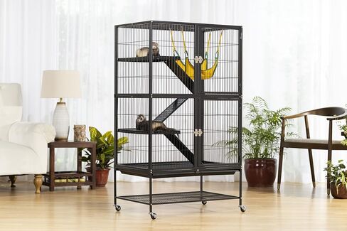 Prevue Pet Products 485 Feisty Ferret Home with Stand, Black Hammertone Small in Saudi Arabia