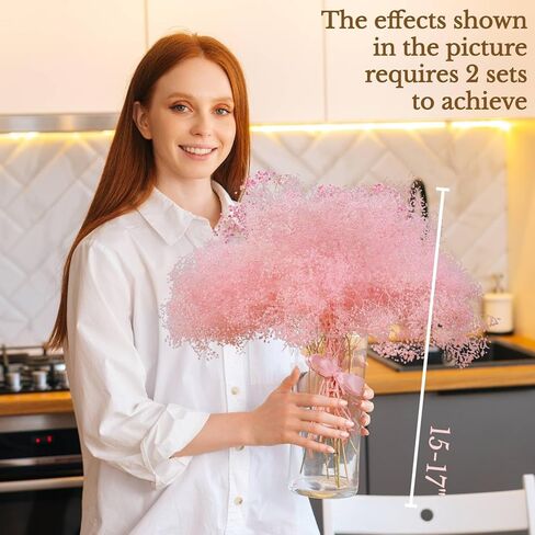 مجموعة زهور صغيرة مجففة بيبي بريث - اكثر من 2500 باقة زهور جيبسوفيلا الجافة (1.4 اونصة)، فروع زهور بيبي بريث محفوظة طبيعية 100% لحفلات الزفاف والحرف اليدوية والمزهريات وترتيب الزهور (بينك) in Kuwait