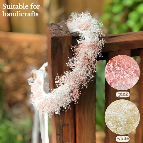 مجموعة زهور صغيرة مجففة بيبي بريث - اكثر من 2500 باقة زهور جيبسوفيلا الجافة (1.4 اونصة)، فروع زهور بيبي بريث محفوظة طبيعية 100% لحفلات الزفاف والحرف اليدوية والمزهريات وترتيب الزهور (بينك) in Kuwait