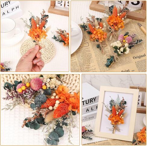 أودي_6 تي اكس دي باقة زهور مجففة من 6 قطع، زهور بوهو المجففة للديكور، باقة زهور مجففة صغيرة، صندوق هدايا وصيفات العروس، زهور مجففة لتزيين الطاولة المركزية والكيك والزجاجات in Kuwait