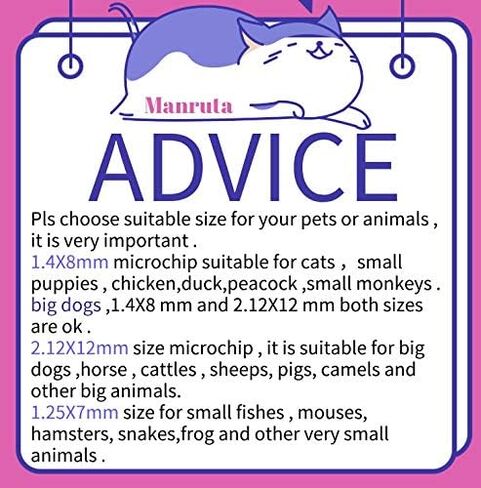 Microchip for Dogs and Cats 20 Pack Animal Identification Syringe Preload ISO 11784/11785 FDX-B Universal Standard for Pets Horse Cow Pig Management(2.12X12mm Microchip) in Kuwait