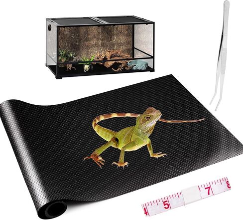 ركيزة التنين الملتحي، ملحقات خزان سجاد تررم الزواحف، بطانة أرضية لتدفئة سرير التنين الملتحي غير لاصقة للفهد أبو بريص، السحلية، الإغوانا، الثعبان، السلحفاة مع ملاقط ومسطرة in Kuwait