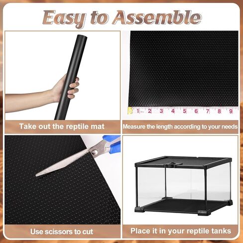 ركيزة التنين الملتحي، ملحقات خزان سجاد تررم الزواحف، بطانة أرضية لتدفئة سرير التنين الملتحي غير لاصقة للفهد أبو بريص، السحلية، الإغوانا، الثعبان، السلحفاة مع ملاقط ومسطرة in Kuwait