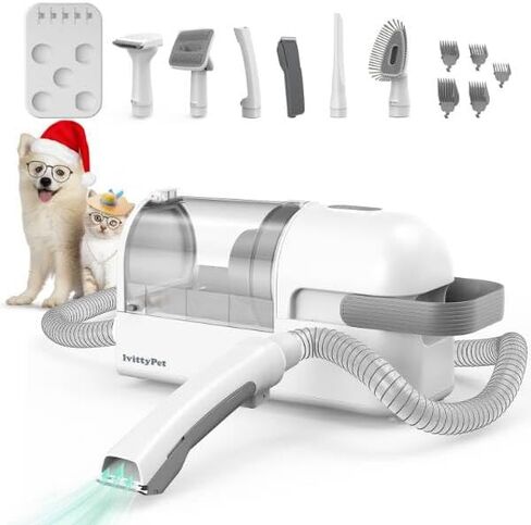lvittyPet Pet Grooming Vacuum, Dog Grooming Kit with 2.3L Large Capacity, Low Noise 5 in1 Pet Grooming Tools for Shedding Dogs Cats Pet Hair in Kuwait