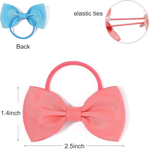 40Pcs Baby Hair Accessories - 1.7 Inch Elastics Rubber Ribbon Bands with Bows for Girls, Infants and Toddlers in Kuwait