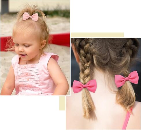 40Pcs Baby Hair Accessories - 1.7 Inch Elastics Rubber Ribbon Bands with Bows for Girls, Infants and Toddlers in Kuwait