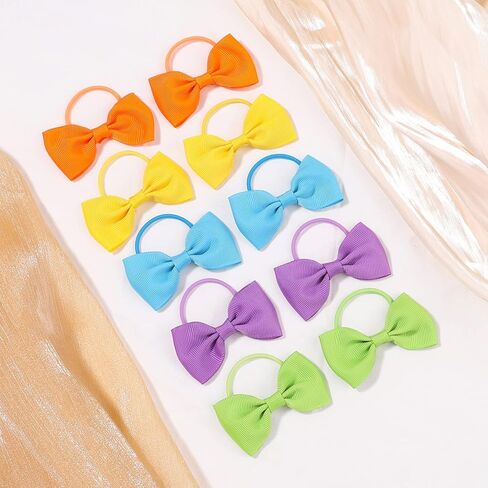 40Pcs Baby Hair Accessories - 1.7 Inch Elastics Rubber Ribbon Bands with Bows for Girls, Infants and Toddlers in Kuwait