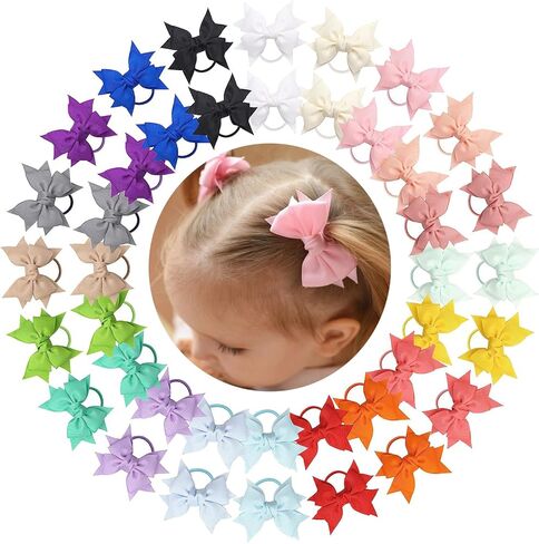 40 قطعة من ربطات شعر الأطفال، ربطات شعر Yxiang للأطفال الصغار مع فيونكات 3 بوصات لطيفة على شكل فيونكة شعر على شكل ذيل حصان للفتيات الصغيرات وأطفال المدارس في أزواج (20 لونًا) in Kuwait