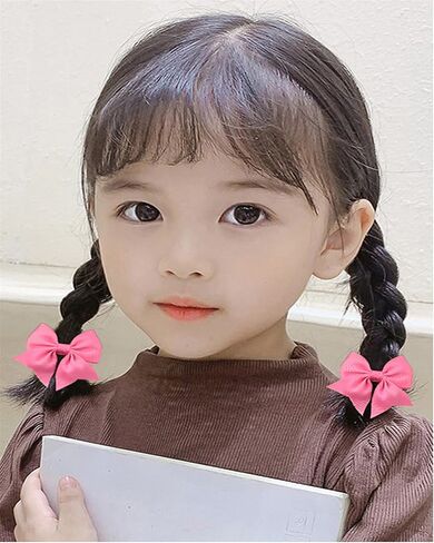 Baby Girls' Hair Ties baby girls' hair accessories Baby Hair Ties with Bows for Toddler Ponytail Holders Small (FS3) (Red) in Saudi Arabia