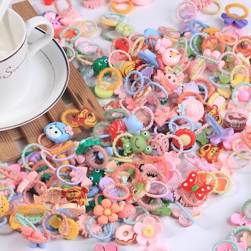 ربطات شعر GULELAYAR اللطيفة للفتيات، 50 قطعة من حبال الشعر المرنة ذات الألوان المختلطة للأطفال، شريط مطاطي ناعم، حوامل ذيل حصان صغيرة، ملحقات شعر كرتونية فواكه كاواي للأطفال الصغار والرضع والفتيات in Kuwait