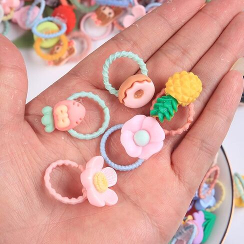 ربطات شعر GULELAYAR اللطيفة للفتيات، 50 قطعة من حبال الشعر المرنة ذات الألوان المختلطة للأطفال، شريط مطاطي ناعم، حوامل ذيل حصان صغيرة، ملحقات شعر كرتونية فواكه كاواي للأطفال الصغار والرضع والفتيات in Kuwait