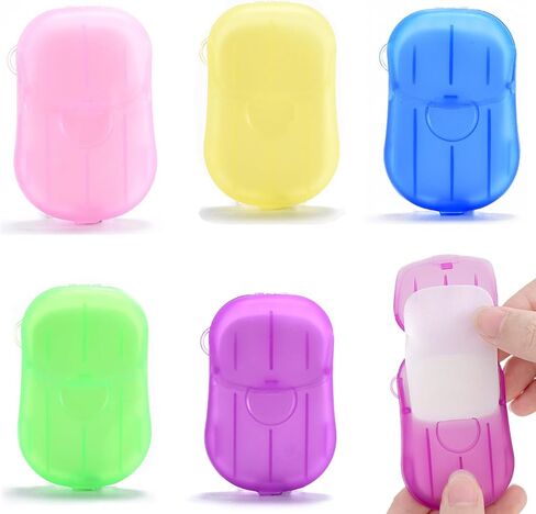 6 صناديق (120 ورقة) من LZEDIRA 6 صناديق (120 ورقة) أوراق صابون للسفر، أوراق صابون محمولة للاستعمال مرة واحدة أثناء السفر والمشي لمسافات طويلة وغسل أوراق الصابون الورقية، أوراق صابون غسيل يدوي معطرة in Kuwait