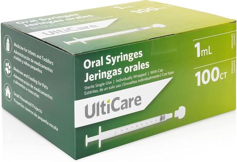 حقنة فموية UltiCare 10 مل (2 ملعقة صغيرة) - تشمل الاستخدامات إعطاء الدواء عن طريق الفم للرضع. طرف فموي مع غطاء، معقم ومغلف بشكل فردي، 60 قطعة in Kuwait