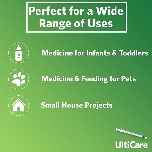 حقنة فموية UltiCare 10 مل (2 ملعقة صغيرة) - تشمل الاستخدامات إعطاء الدواء عن طريق الفم للرضع. طرف فموي مع غطاء، معقم ومغلف بشكل فردي، 60 قطعة in Kuwait