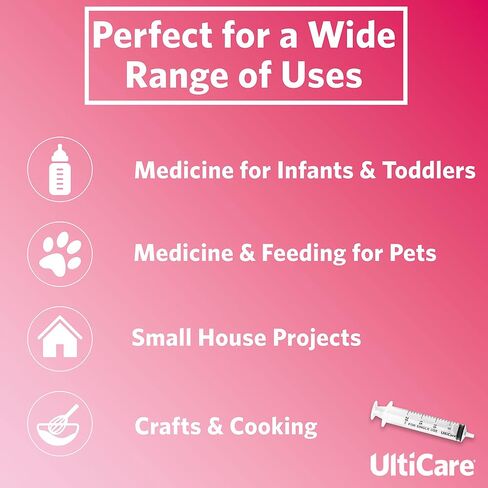 حقنة فموية UltiCare 10 مل (2 ملعقة صغيرة) - تشمل الاستخدامات إعطاء الدواء عن طريق الفم للرضع. طرف فموي مع غطاء، معقم ومغلف بشكل فردي، 60 قطعة in Kuwait