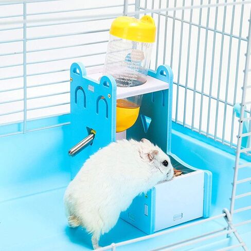 2 in 1 Hamster Hanging Water Bottle Small Animal Auto Dispenser with Base for Hamster Rat Gerbil Mouse Chinchillas Squirrel Guinea Pig Cage Toy in Kuwait