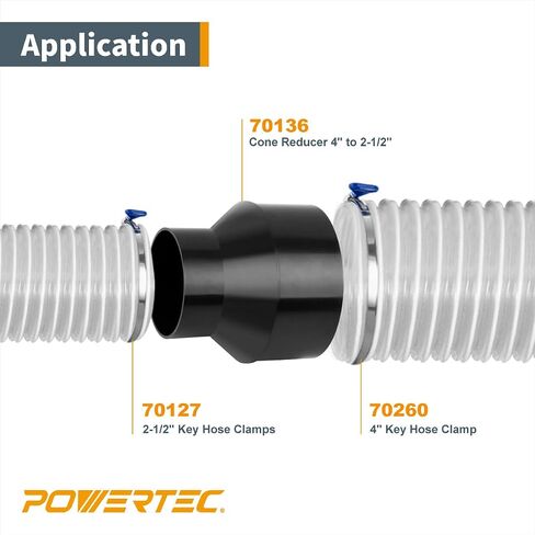 POWERTEC 70338 4-inch Hose to 2-1/2 inch Hose Cone Reducer w/Key Bridge Hose Clamp Set in Saudi Arabia