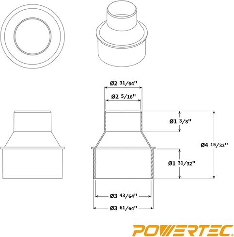 POWERTEC 70338 4-inch Hose to 2-1/2 inch Hose Cone Reducer w/Key Bridge Hose Clamp Set in Saudi Arabia