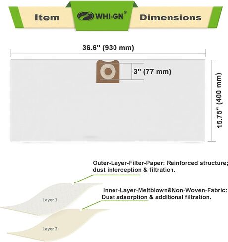 فلتر خرطوشة غبار قياسي بطبقة واحدة VF4000 72947 من ريدجيت لمعظم المكانس الرطبة والجافة سعة 5-20 جالون + 5 عبوات VF3502 اكياس فلتر تفريغ عالية الكفاءة بطبقتين لمكنسة ريدجيت 12-16 جالون شوب فاك in Kuwait