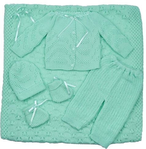 FLVFF طفل بطانية الكروشيه الزي ملابس جميلة حديثي الولادة مجموعة 5 قطع (BB3) in Kuwait