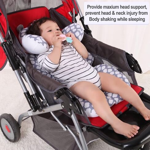 فوشير وسادة دعم الرأس والجسم مع دعم للرقبة مقعد سيارة وعربة طريق للاطفال، كلاود in Kuwait