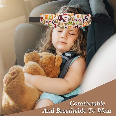 4 Pieces Baby Head Support for Car,ZWZCYZ Cute Pattern Car Seat Head Holder for Toddler Stroller Seat Sleeping Headrest Band with Adjustable Buckle Universal Kids Car Accessories (Pink+Grey) in Kuwait