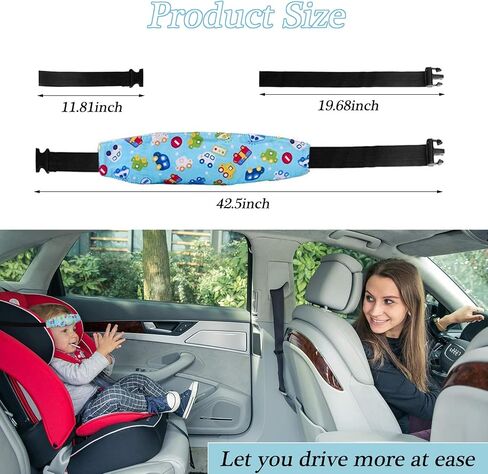 4 Pieces Baby Head Support for Car,ZWZCYZ Cute Pattern Car Seat Head Holder for Toddler Stroller Seat Sleeping Headrest Band with Adjustable Buckle Universal Kids Car Accessories (Pink+Grey) in Kuwait