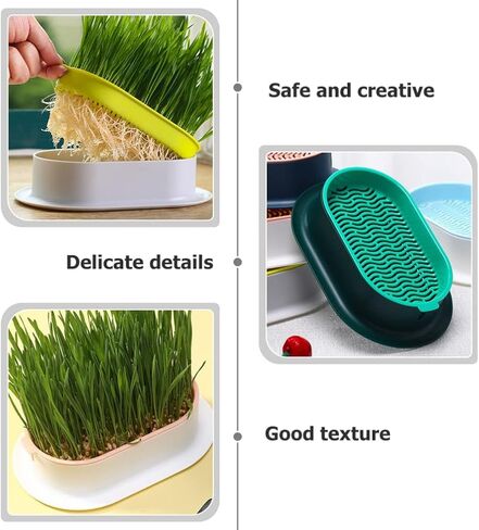 Zerodeko 3pcs Cat Grass Planter Plastic Catnip Cat Grass Box Soil Free Nursery Cat Plant for Indoor or Outdoor Cat Dogs and Other Pets in Kuwait