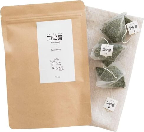 جورونج كيس شاي فاخر بالنعناع البري 13EA للقطط والقطط في الاماكن المغلقة والمفتوحة، طبيعي وآمن وغني بقرض عالي الفعالية، يحسن من استهلاك الماء للقطط in Kuwait