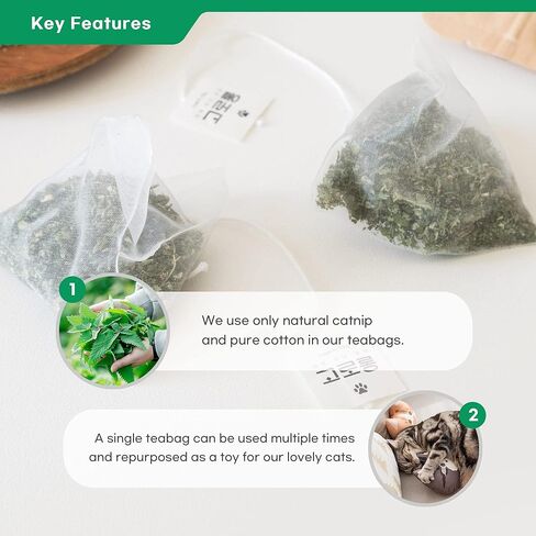 جورونج كيس شاي فاخر بالنعناع البري 13EA للقطط والقطط في الاماكن المغلقة والمفتوحة، طبيعي وآمن وغني بقرض عالي الفعالية، يحسن من استهلاك الماء للقطط in Kuwait