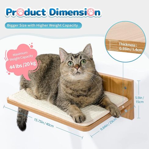 عمود خدش القطط من Made4Pets للجدار، شجرة القطط المثبتة على الحائط للقطط الداخلية، أرجوحة القطط المثبتة على الحائط، أرفف حائط القطط العائمة مع حصيرة خدش السيزال، 3 خطوات تسلق نافذة القطط الصغيرة in Kuwait