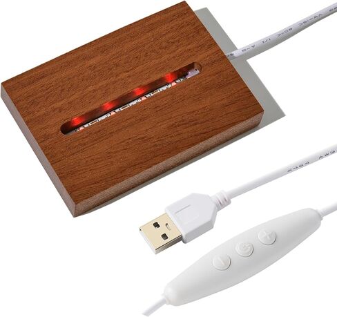 ZRENJHUS Wood Led Light Base Wooden Display Stand Led Stand 10 Colorful Light Modes Crystal Display Stand Adjustable Brightness Display Base for Glass or Acrylic Art in Kuwait