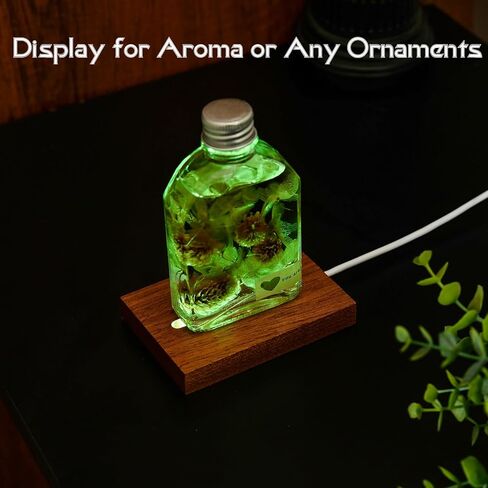 ZRENJHUS Wood Led Light Base Wooden Display Stand Led Stand 10 Colorful Light Modes Crystal Display Stand Adjustable Brightness Display Base for Glass or Acrylic Art in Kuwait