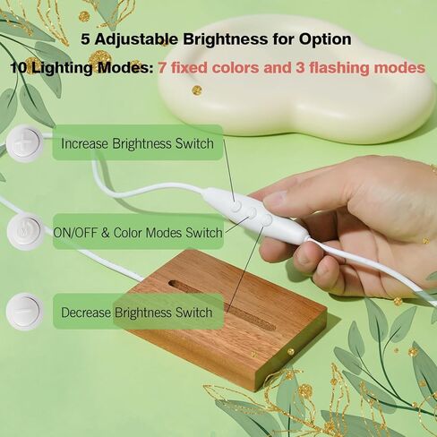 ZRENJHUS Wood Led Light Base Wooden Display Stand Led Stand 10 Colorful Light Modes Crystal Display Stand Adjustable Brightness Display Base for Glass or Acrylic Art in Kuwait