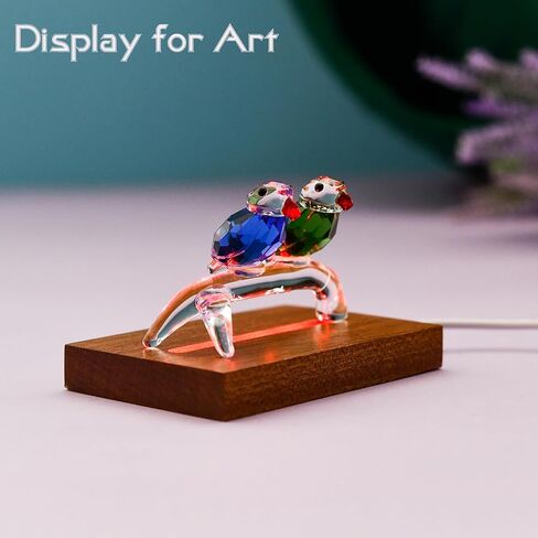 ZRENJHUS Wood Led Light Base Wooden Display Stand Led Stand 10 Colorful Light Modes Crystal Display Stand Adjustable Brightness Display Base for Glass or Acrylic Art in Kuwait