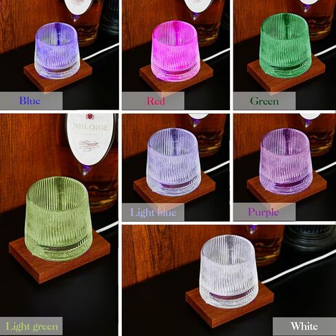 ZRENJHUS Wood Led Light Base Wooden Display Stand Led Stand 10 Colorful Light Modes Crystal Display Stand Adjustable Brightness Display Base for Glass or Acrylic Art in Kuwait