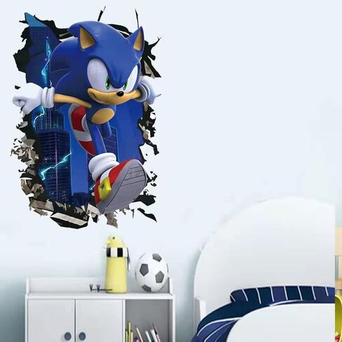 ملصقات حائط بتصميم لعبة كرتونية من واي زد جيه اس اس ال، ملصقات حائط سونيك لغرفة النوم وغرفة المعيشة، ملصقات حائط لغرفة الاولاد، ديكور حائط in Kuwait